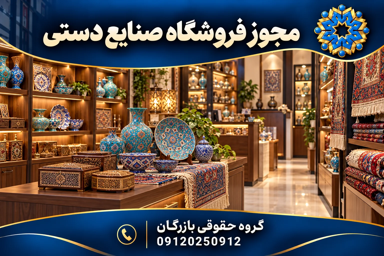 مجوز فروشگاه صنایع دستی 3 فروشگاه صنایع دستی با ظروف سفالی، بافتهها و محصولات چوبی؛ گروه حقوقی بازرگان