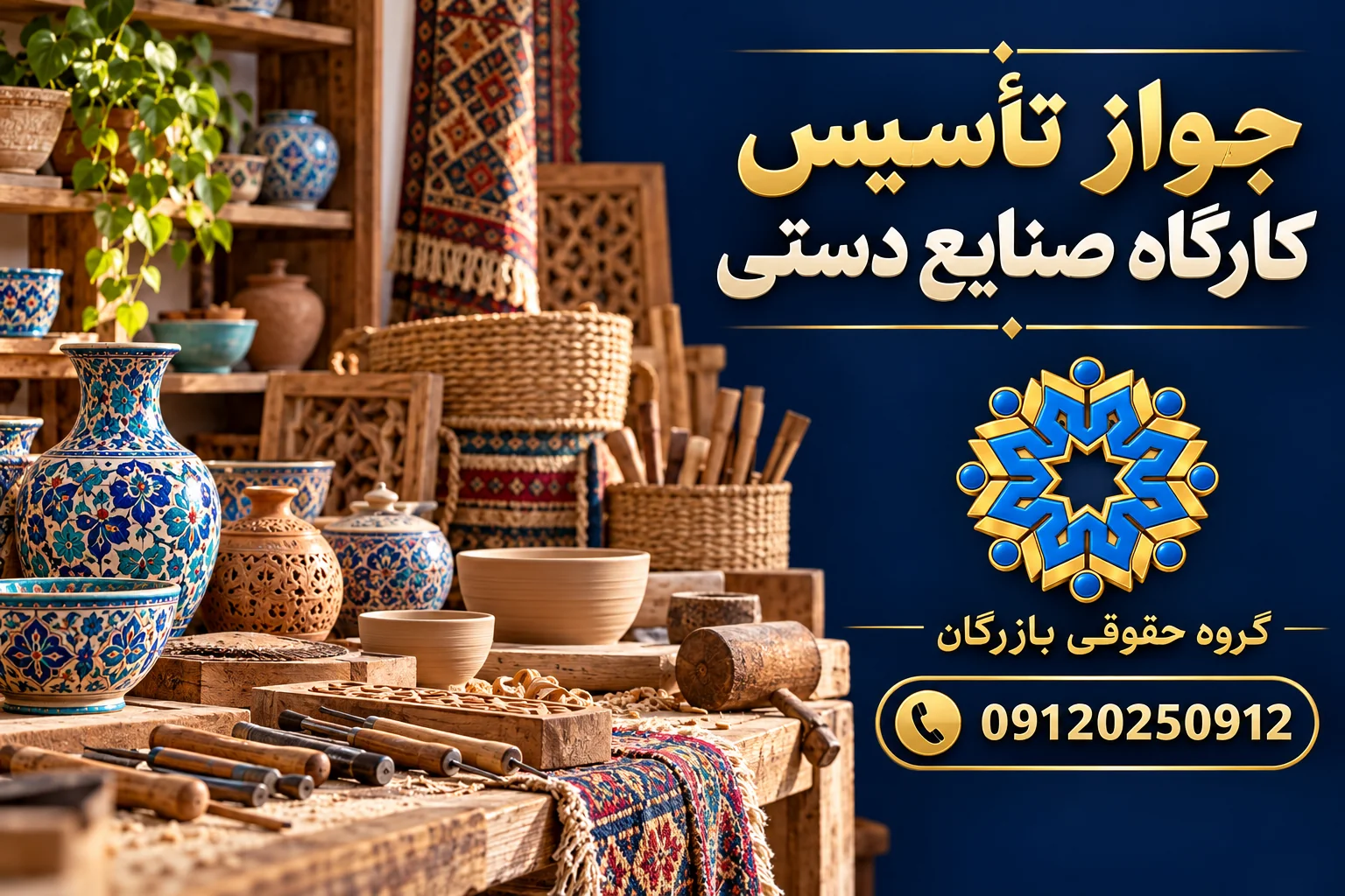 جواز تاسیس کارگاه صنایع دستی 3 جواز تأسیس کارگاه صنایع دستی؛ فضای کار سفال، چوب و بافندگی، گروه حقوقی بازرگان