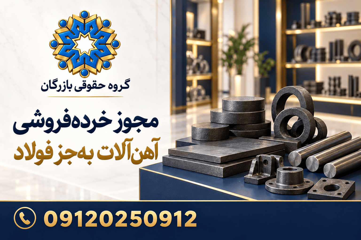 راهنمای پروانه کسب خرده‌فروشی آهن‌آلات به‌جز فولاد؛ گروه حقوقی بازرگان، 09120250912
