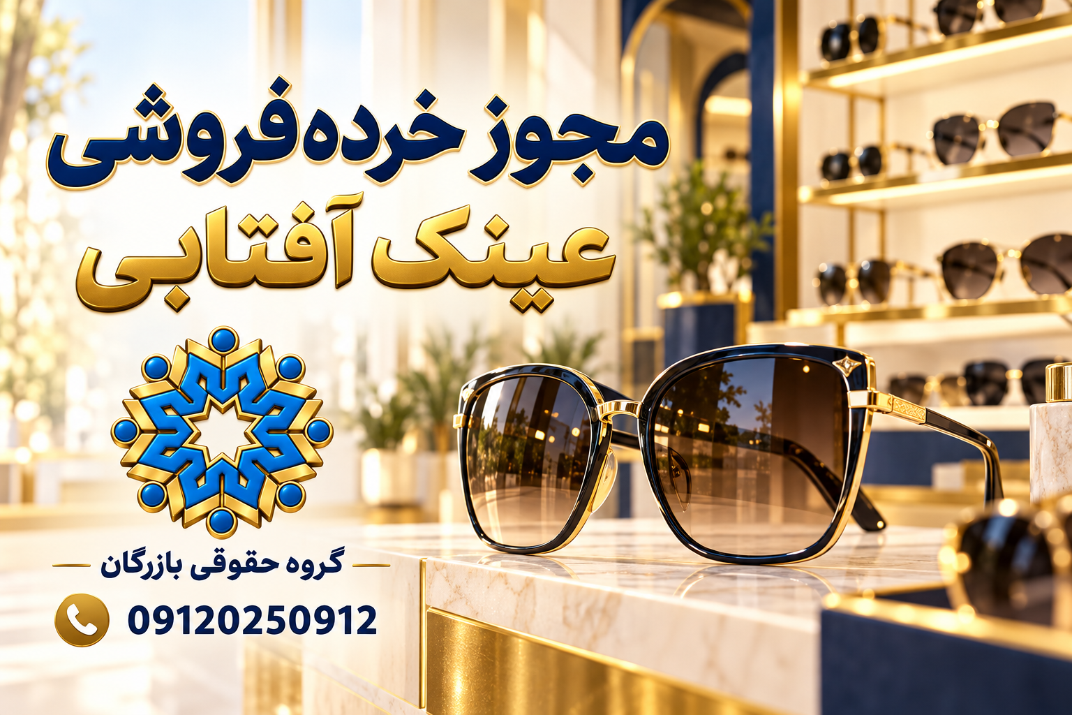 عینک آفتابی در تصویر راهنمای پروانه کسب خرده‌فروشی؛ گروه حقوقی بازرگان، 09120250912